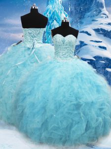 Custom Design Sweetheart Sleeveless Tulle Vestidos de Quinceanera Beading and Pick Ups Lace Up
