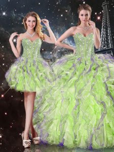 Pretty Sweetheart Sleeveless Lace Up Sweet 16 Dress Organza
