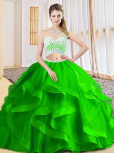 Floor Length Two Pieces Sleeveless Quinceanera Gown Criss Cross