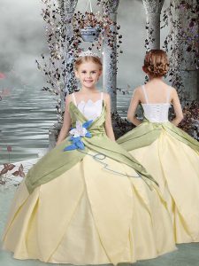 High End Ball Gowns Pageant Gowns For Girls Champagne Spaghetti Straps Taffeta Sleeveless Floor Length Lace Up