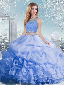 Sleeveless Beading and Ruffles and Pick Ups Clasp Handle Quinceanera Dresses