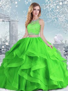 Best Scoop Clasp Handle Beading and Ruffles Quinceanera Gowns Sleeveless