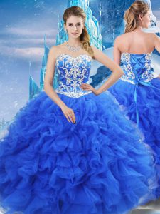 Nice Sleeveless Lace Up Floor Length Beading and Ruffles Quinceanera Gowns