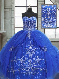 Inexpensive Blue Vestidos de Quinceanera Military Ball and Sweet 16 and Quinceanera with Beading and Appliques Sweetheart Sleeveless Lace Up