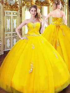 Pretty Sweetheart Sleeveless Tulle Quinceanera Dress Beading and Appliques Lace Up