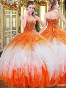 Charming Multi-color Sweetheart Neckline Beading and Ruffles 15 Quinceanera Dress Sleeveless Lace Up