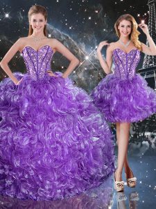 Perfect Eggplant Purple Sweetheart Lace Up Beading Sweet 16 Dress Sleeveless