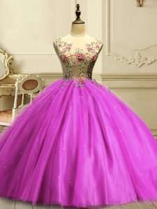 Top Selling Tulle Sleeveless Floor Length Vestidos de Quinceanera and Appliques and Sequins