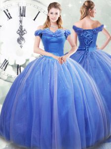 Luxurious Light Blue Sweet 16 Quinceanera Dress Tulle Brush Train Sleeveless Pick Ups