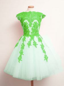 Scalloped Sleeveless Damas Dress Mini Length Appliques Multi-color Tulle