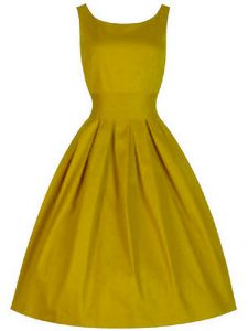 Brown Lace Up Scoop Ruching Vestidos de Damas Taffeta Sleeveless