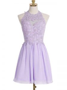 Lace Court Dresses for Sweet 16 Lavender Lace Up Sleeveless Knee Length