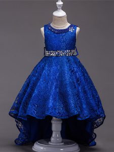 Sleeveless Beading Lace Up Kids Pageant Dress