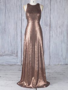 Captivating Brown Dama Dress for Quinceanera Prom and Party and Wedding Party with Appliques Scoop Sleeveless Criss Cross