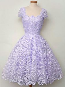 On Sale Lavender Scoop Neckline Lace Damas Dress Sleeveless Lace Up
