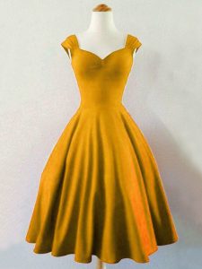 Unique Mini Length Gold Quinceanera Court Dresses Taffeta Sleeveless Ruching