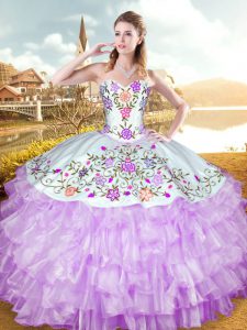 Delicate Floor Length Ball Gowns Sleeveless Lilac Sweet 16 Dress Lace Up