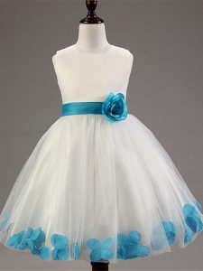 New Arrival Sleeveless Appliques and Hand Made Flower Zipper Little Girls Pageant Dress Wholesale