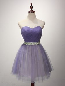 Lavender Sleeveless Tulle Lace Up Court Dresses for Sweet 16 for Prom and Party and Sweet 16