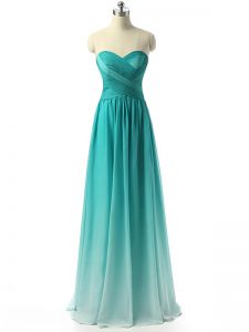 Multi-color Empire Chiffon Sweetheart Sleeveless Ruching Floor Length Zipper Dama Dress