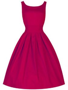 Sleeveless Knee Length Ruching Lace Up Dama Dress for Quinceanera with Fuchsia