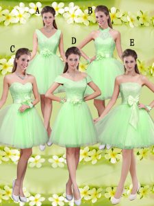 Suitable Knee Length A-line Sleeveless Dama Dress for Quinceanera Lace Up