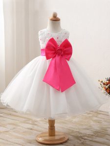 Scoop Sleeveless Zipper Little Girls Pageant Dress Wholesale White Organza