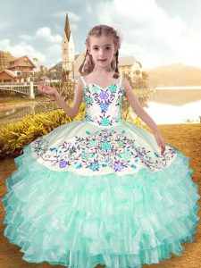 Floor Length Ball Gowns Sleeveless Apple Green Little Girls Pageant Dress Wholesale Lace Up