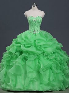 Delicate Sleeveless Beading and Ruffles and Pick Ups Floor Length Sweet 16 Dresses