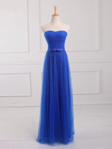 Simple Royal Blue Sweetheart Lace Up Belt Dama Dress Sleeveless