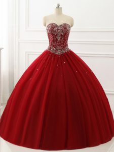 Custom Made Tulle Sleeveless Floor Length Quinceanera Gown and Beading