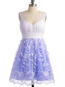 Custom Designed Lavender Empire Lace Straps Sleeveless Lace Knee Length Lace Up Court Dresses for Sweet 16