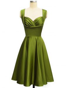 Straps Sleeveless Lace Up Dama Dress for Quinceanera Olive Green Taffeta