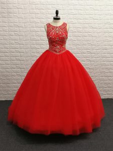 Perfect Sleeveless Brush Train Beading Zipper Ball Gown Prom Dress