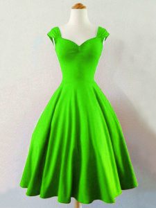 Green Lace Up Quinceanera Dama Dress Ruching Sleeveless Mini Length