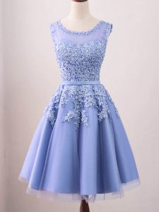 Tulle Sleeveless Knee Length Vestidos de Damas and Lace
