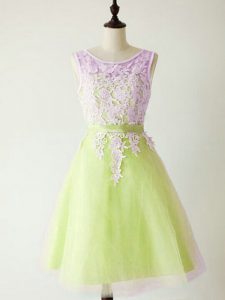 Tulle Sleeveless Knee Length Quinceanera Court of Honor Dress and Lace