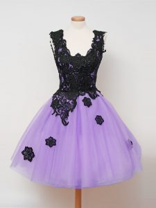 Discount Ball Gowns Dama Dress for Quinceanera Lilac Straps Tulle Sleeveless Knee Length Zipper