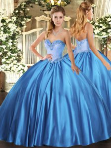 On Sale Sweetheart Sleeveless Lace Up Quinceanera Dress Baby Blue Satin