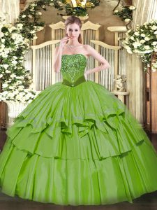 Floor Length Quinceanera Gowns Strapless Sleeveless Lace Up