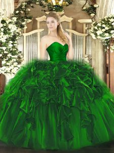 New Arrival Floor Length Dark Green Quinceanera Dress Sweetheart Sleeveless Lace Up