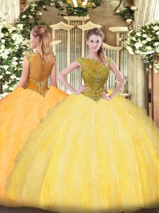 Classical Sleeveless Beading and Ruffles Zipper Sweet 16 Quinceanera Dress