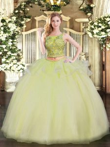 Discount Sleeveless Lace Up Floor Length Beading Sweet 16 Dress