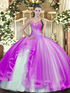 Dynamic Floor Length Ball Gowns Sleeveless Lilac Ball Gown Prom Dress Lace Up
