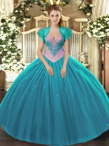 Sleeveless Lace Up Floor Length Beading Sweet 16 Dress