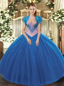 Beauteous Sleeveless Beading Lace Up Quinceanera Gown