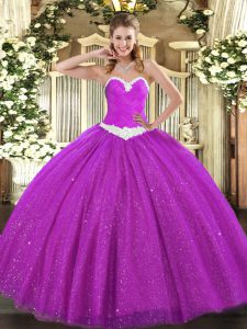 Tulle Sleeveless Floor Length Vestidos de Quinceanera and Appliques