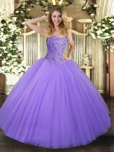 Noble Sleeveless Lace Up Floor Length Beading Quinceanera Gowns