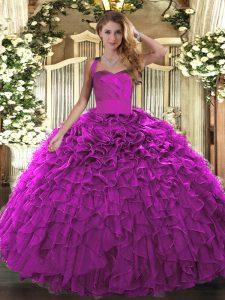 Clearance Organza Sleeveless Floor Length Vestidos de Quinceanera and Ruffles