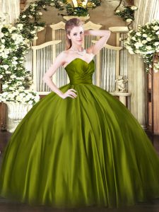 Olive Green Sweetheart Zipper Ruching Sweet 16 Dress Sleeveless